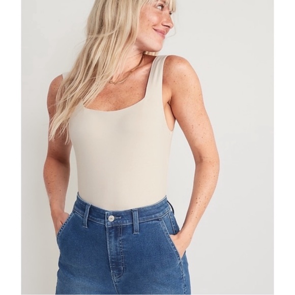 Old Navy Tops - old navy soft beige seamless bodysuit tank